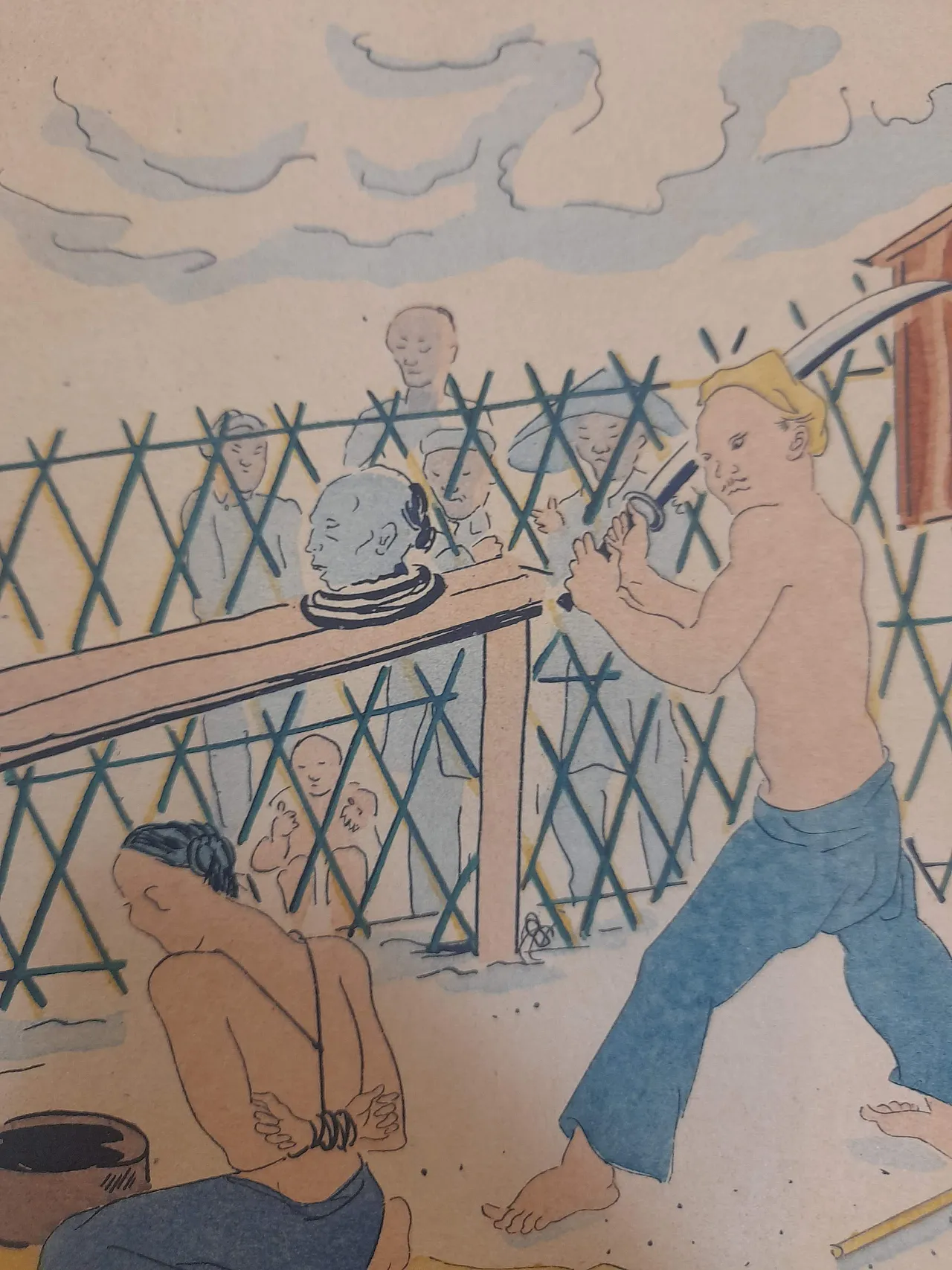 Litografia Esecuzione di un tossicodipendente di Tsuguharu Fujita 21