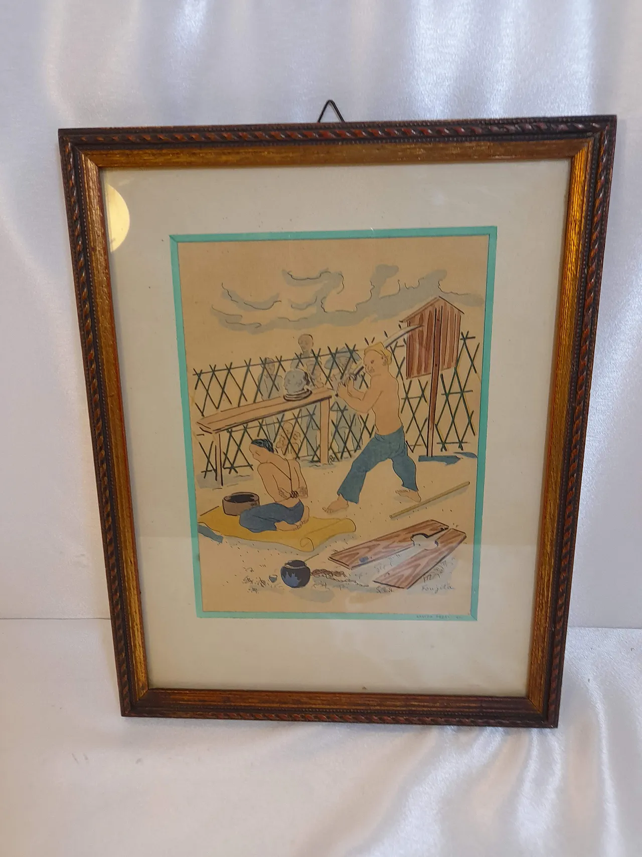 Litografia Esecuzione di un tossicodipendente di Tsuguharu Fujita 24