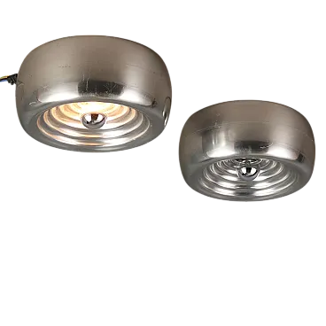 Coppia di lampade da parete/soffitto in alluminio cromato, '900