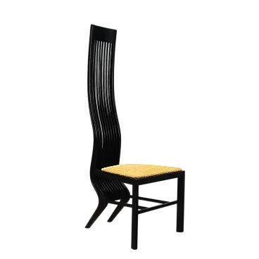 Sedia in legno laccato con sedile rivestito in tessuto, '900