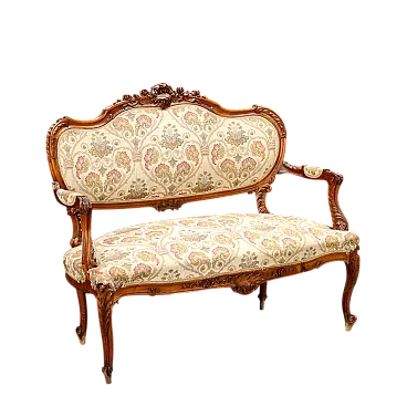 Divano a due posti in noce in stile tardo barocco, fine '800