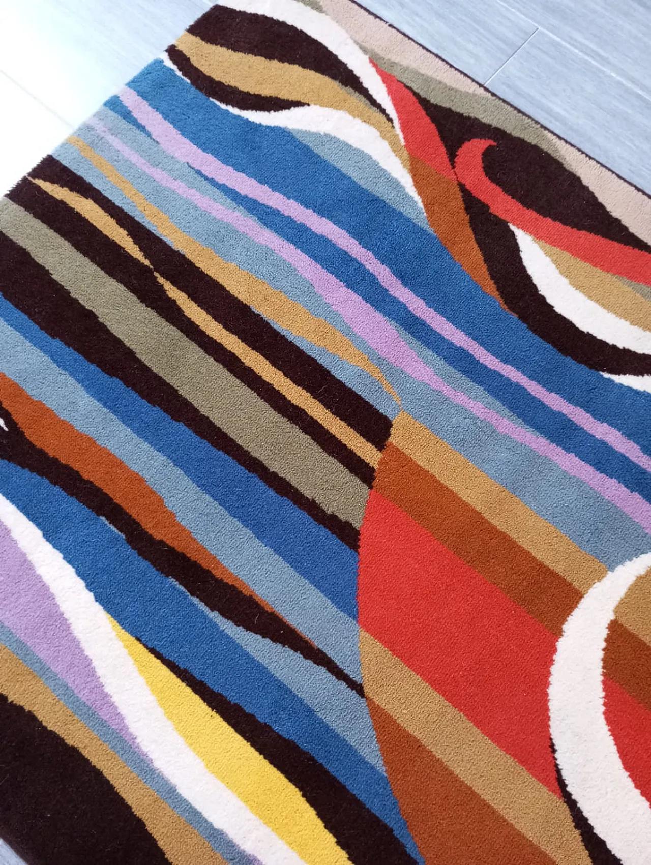 Tappeto in pura lana “sole” Italia anni’70 4