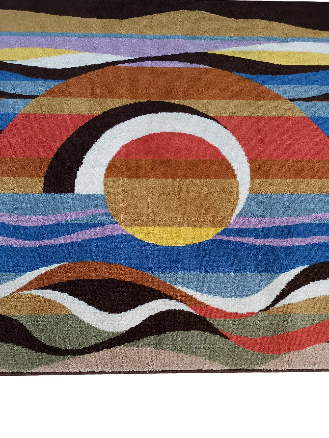 Tappeto in pura lana “sole” Italia anni’70 7