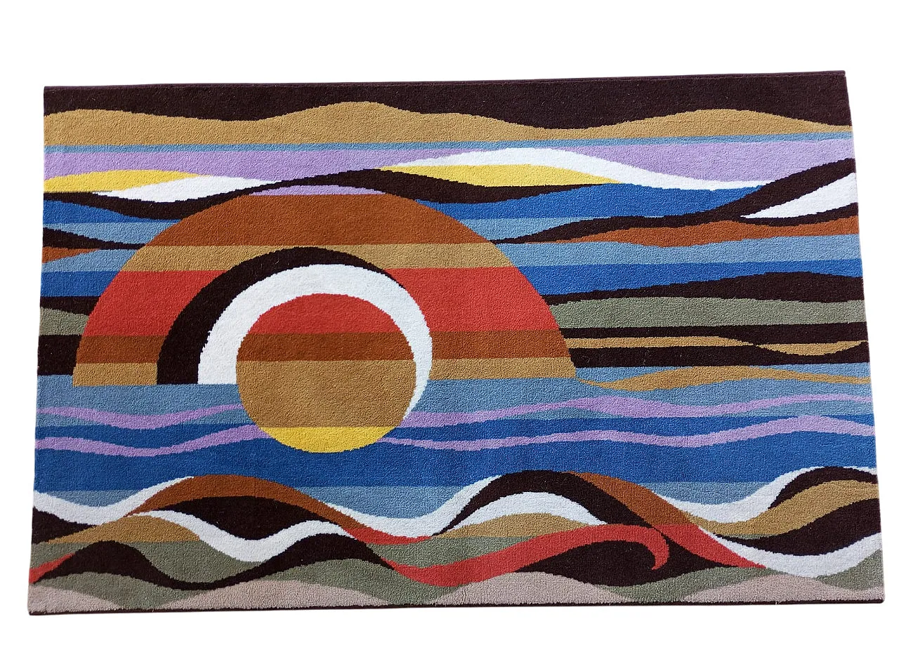 Tappeto in pura lana “sole” Italia anni’70 10