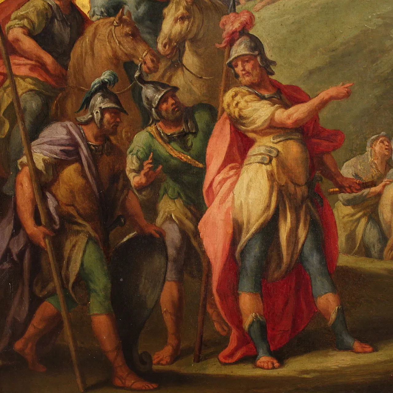 Italian painting on wood the crossing of the Jordan, 18th century 5