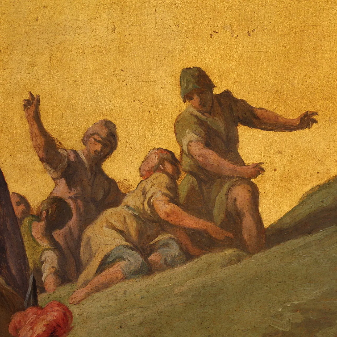 Italian painting on wood the crossing of the Jordan, 18th century 13