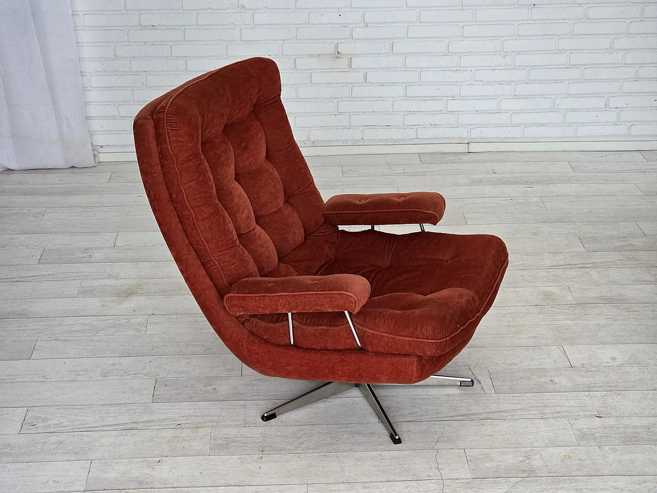 Poltrona girevole svedese di Ulferts Möbler, velluto, anni '70 2