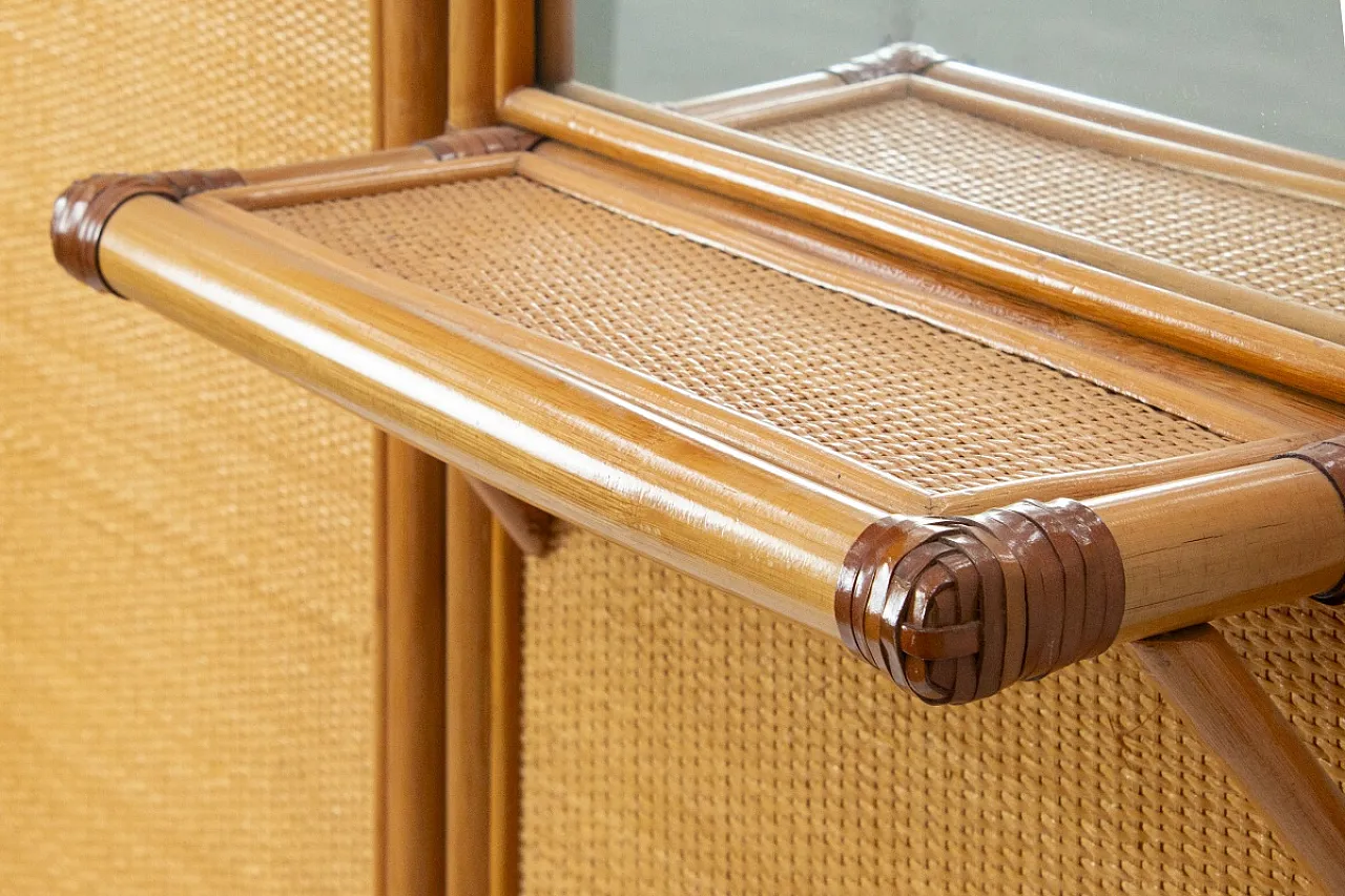Attaccapanni e specchio in bambù, anni '60 5