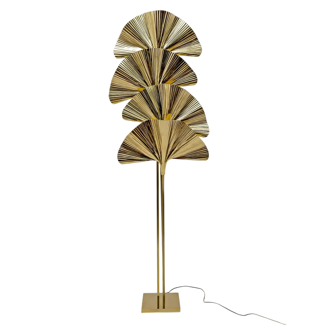 Lampada da terra in ottone Ginkgo in stile Barbi, anni 2000 8