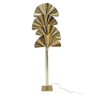 Lampada da terra in ottone Ginkgo in stile Barbi, anni 2000