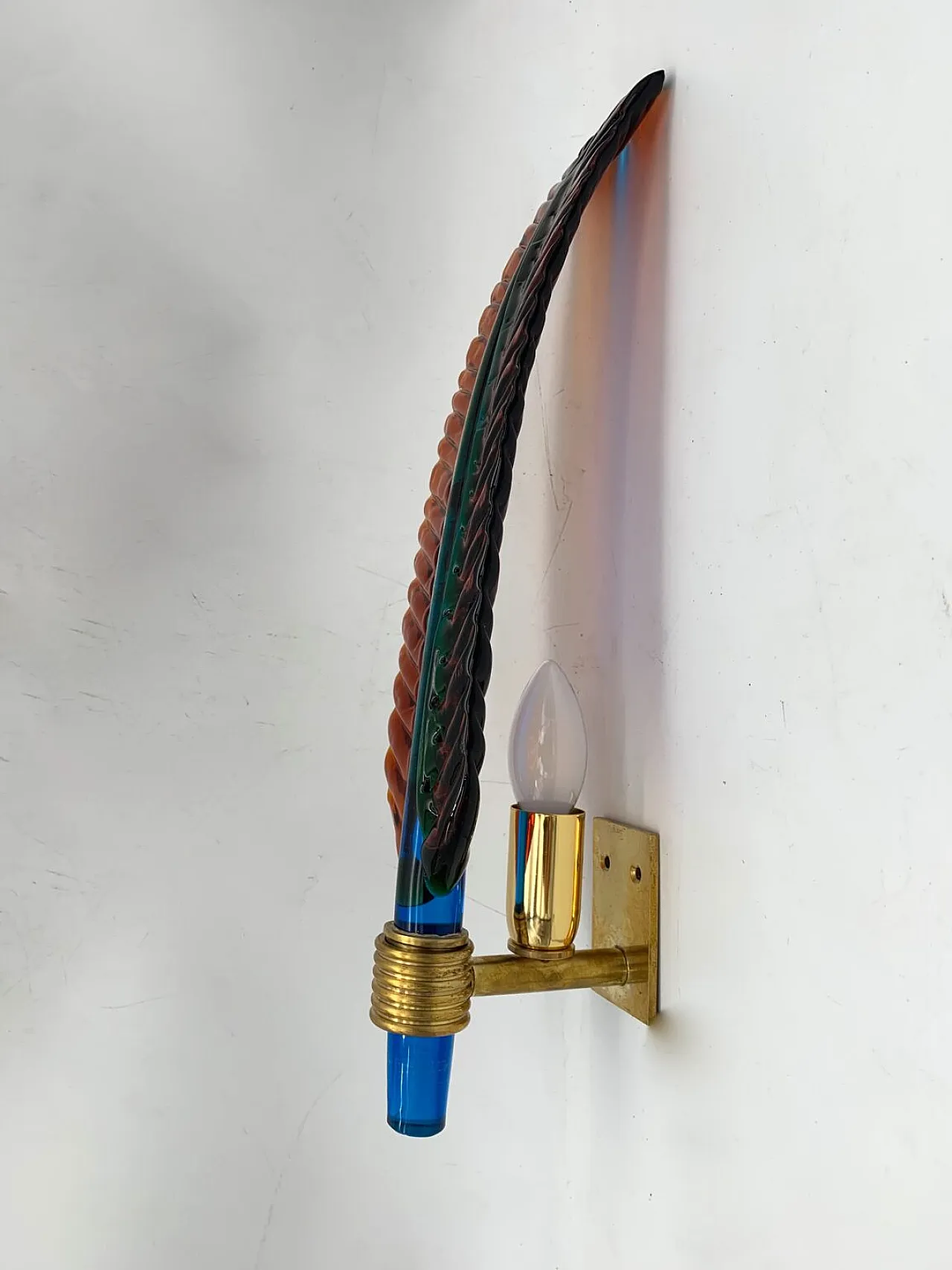 Lampada da parete a foglia singola attribuita a Seguso, anni '60 3