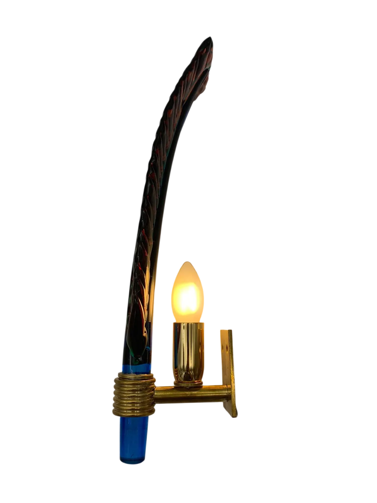 Lampada da parete a foglia singola attribuita a Seguso, anni '60 6