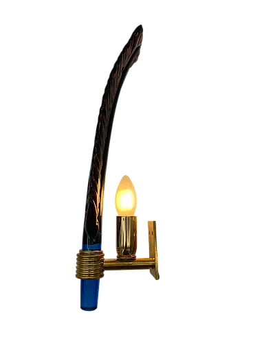 Lampada da parete a foglia singola attribuita a Seguso, anni '60