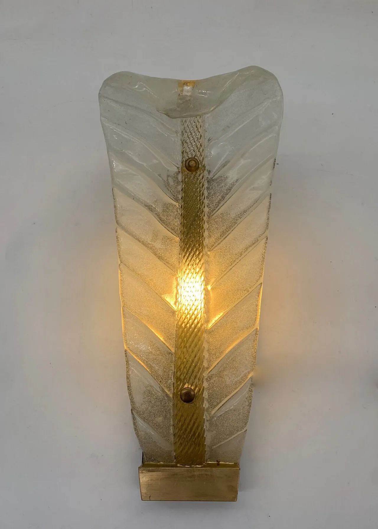 Lampada da parete a foglia singola attribuita a Barovier, anni '60 1