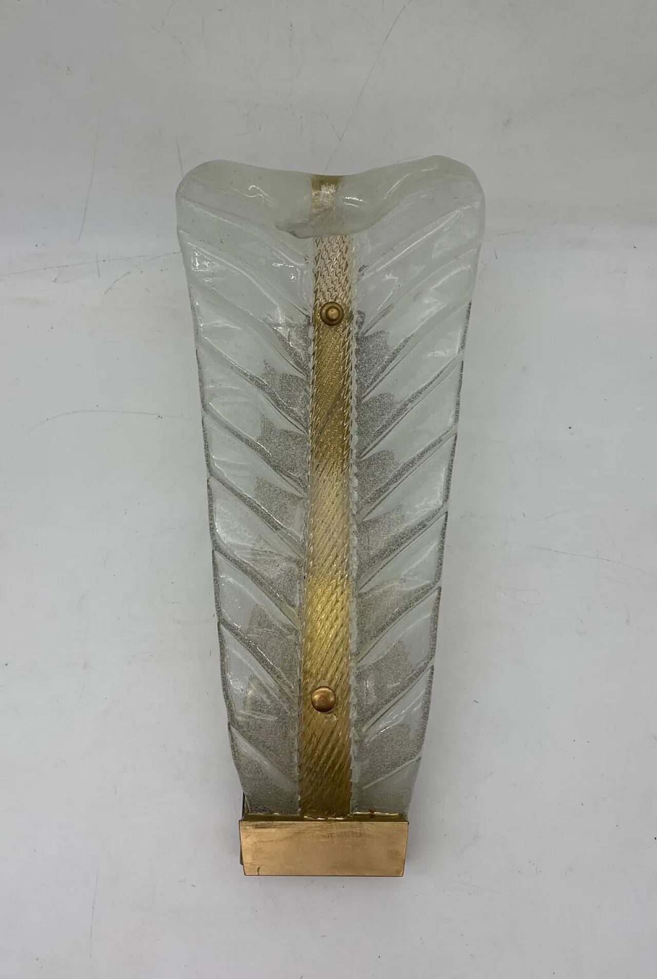 Lampada da parete a foglia singola attribuita a Barovier, anni '60 4