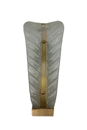 Lampada da parete a foglia singola attribuita a Barovier, anni '60