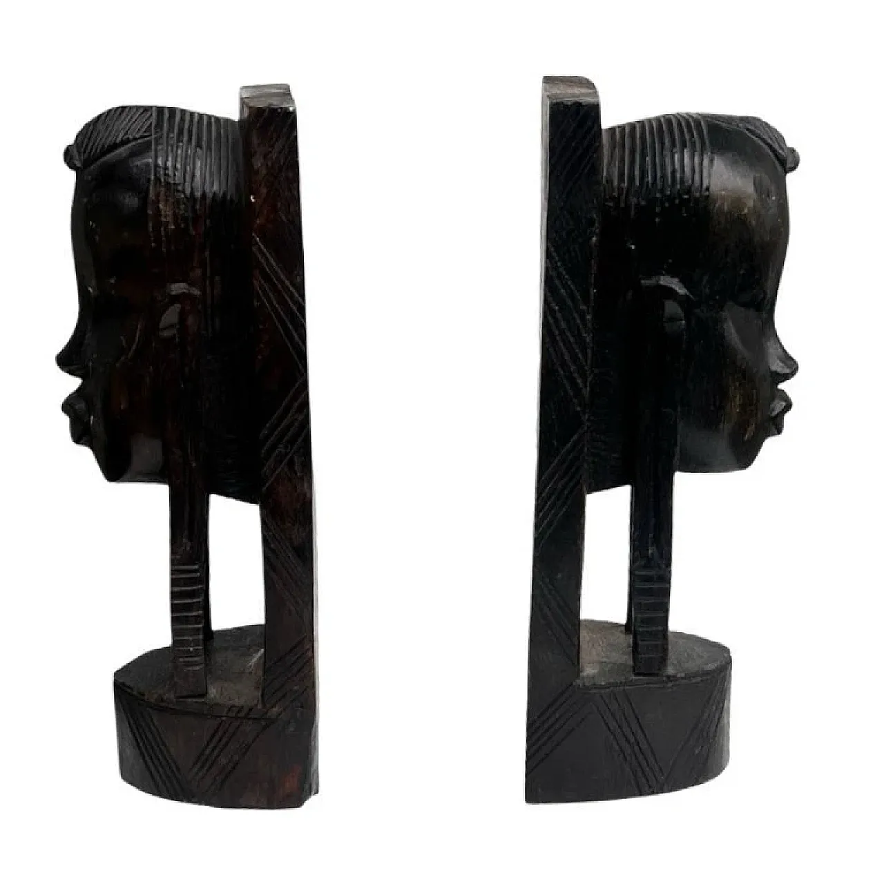 Pair of handmade bookends Kenya in ebony, 1970s 1