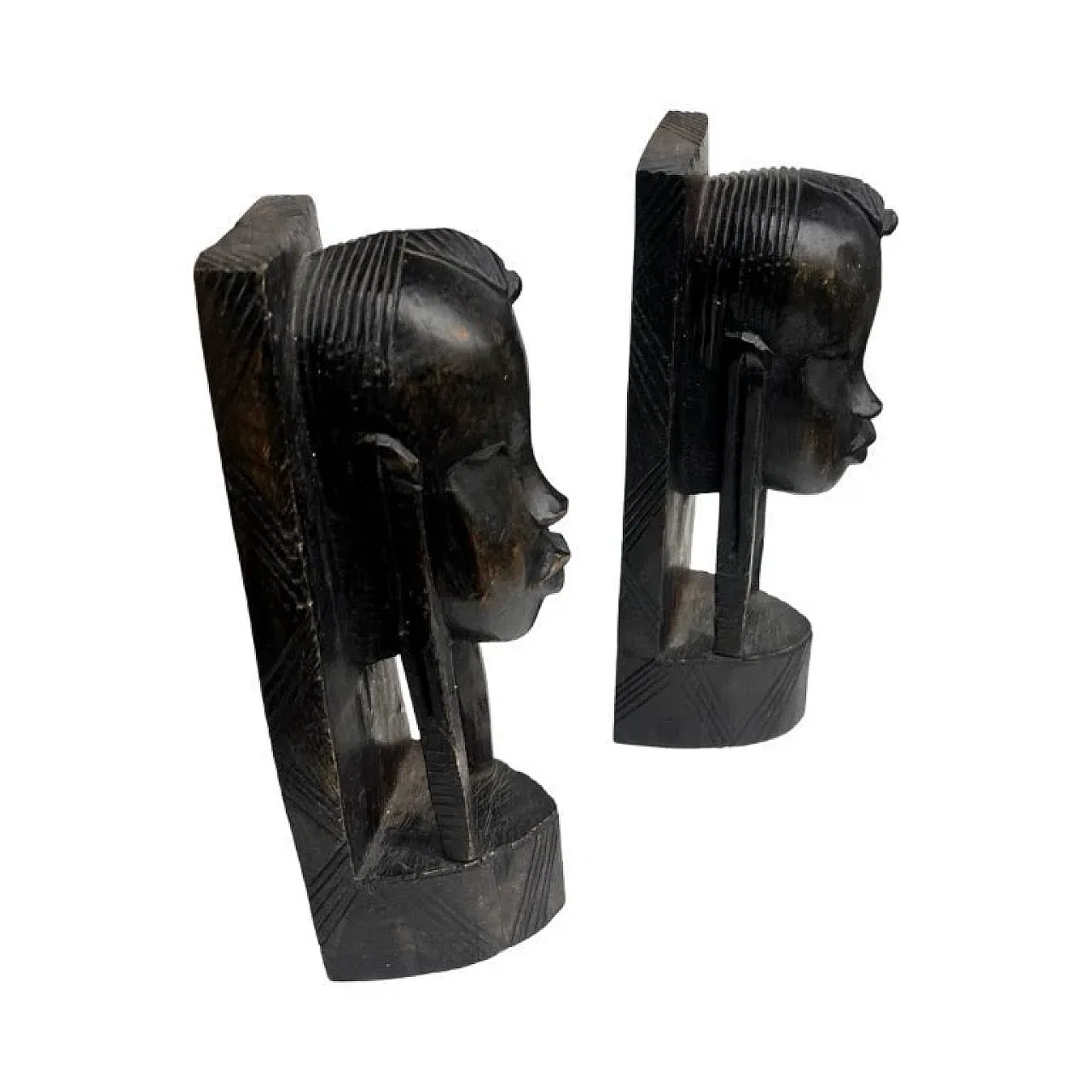 Pair of handmade bookends Kenya in ebony, 1970s 2