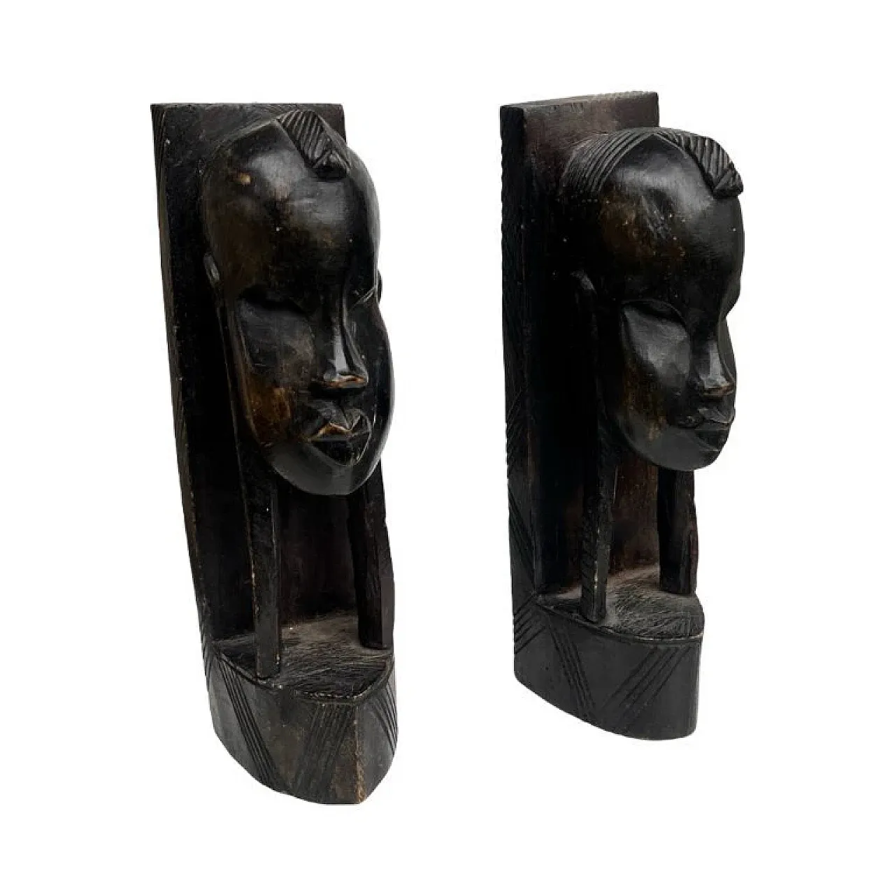 Pair of handmade bookends Kenya in ebony, 1970s 3