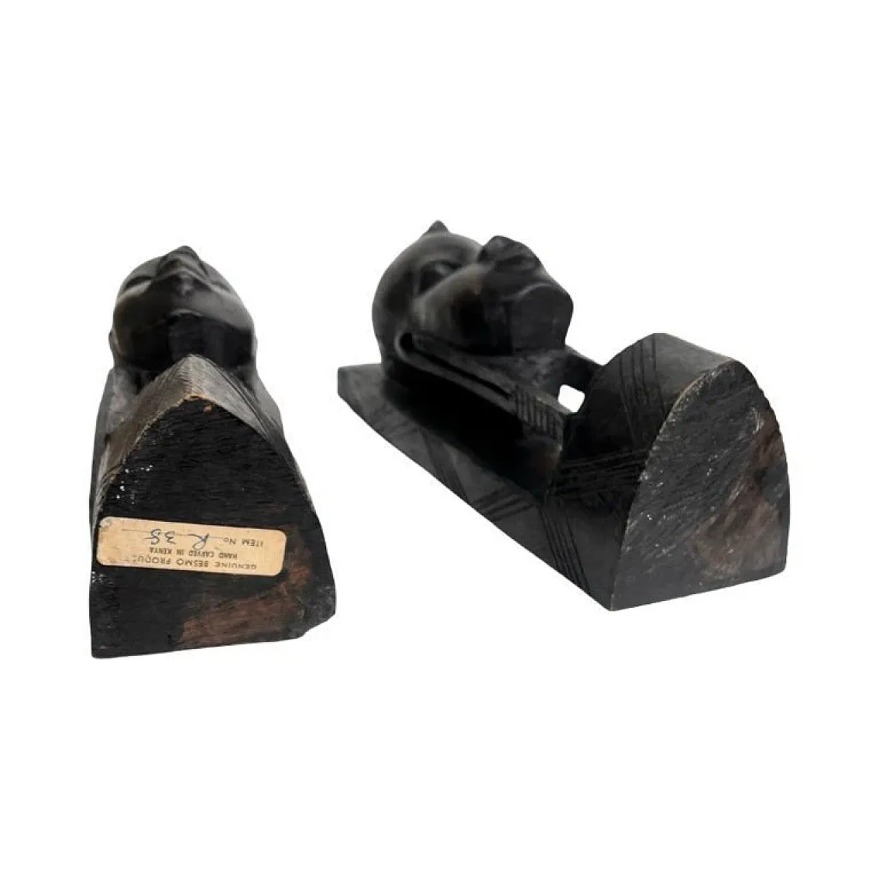 Pair of handmade bookends Kenya in ebony, 1970s 5