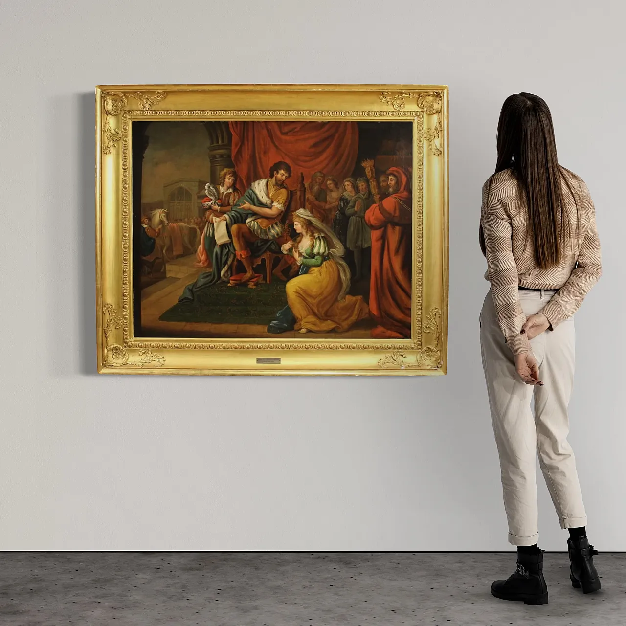 Dipinto francese Salomone e la Regina di Saba, '800 3