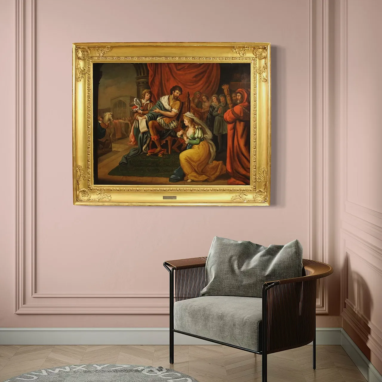 Dipinto francese Salomone e la Regina di Saba, '800 11