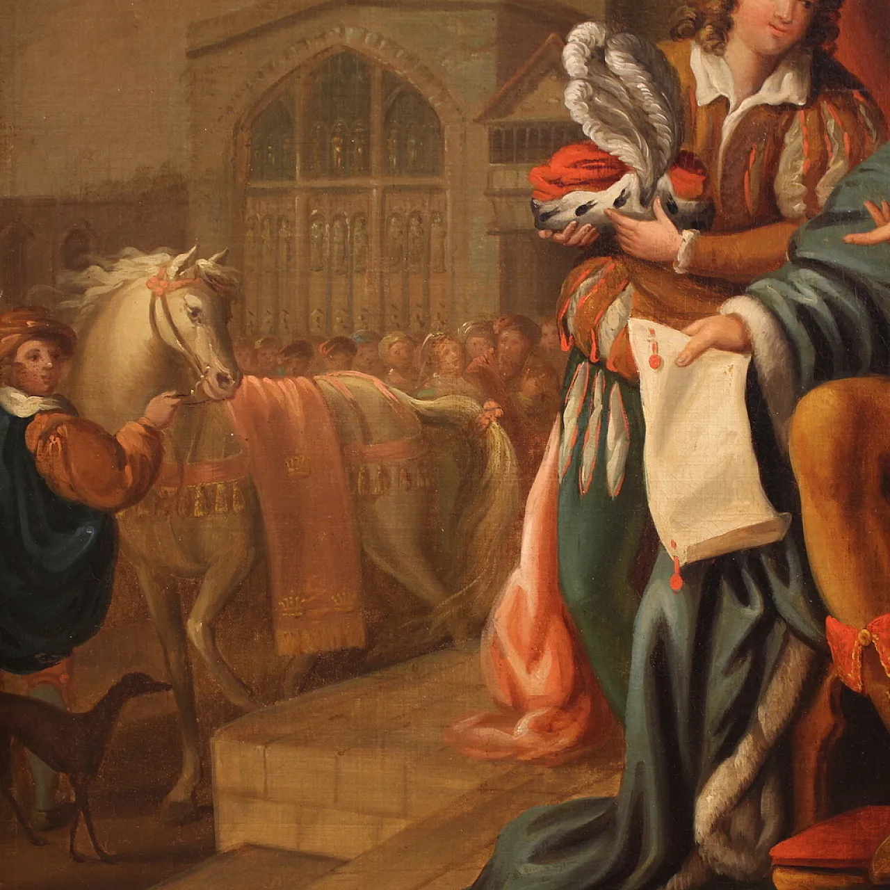 Dipinto francese Salomone e la Regina di Saba, '800 13