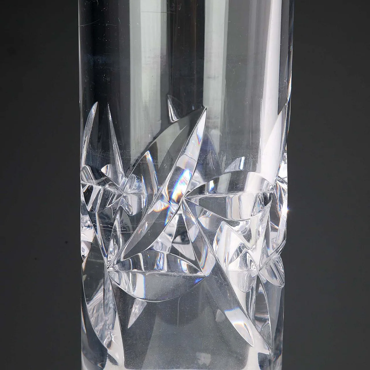 Vaso cilindrico in cristallo con decoro a foglie, '900 6