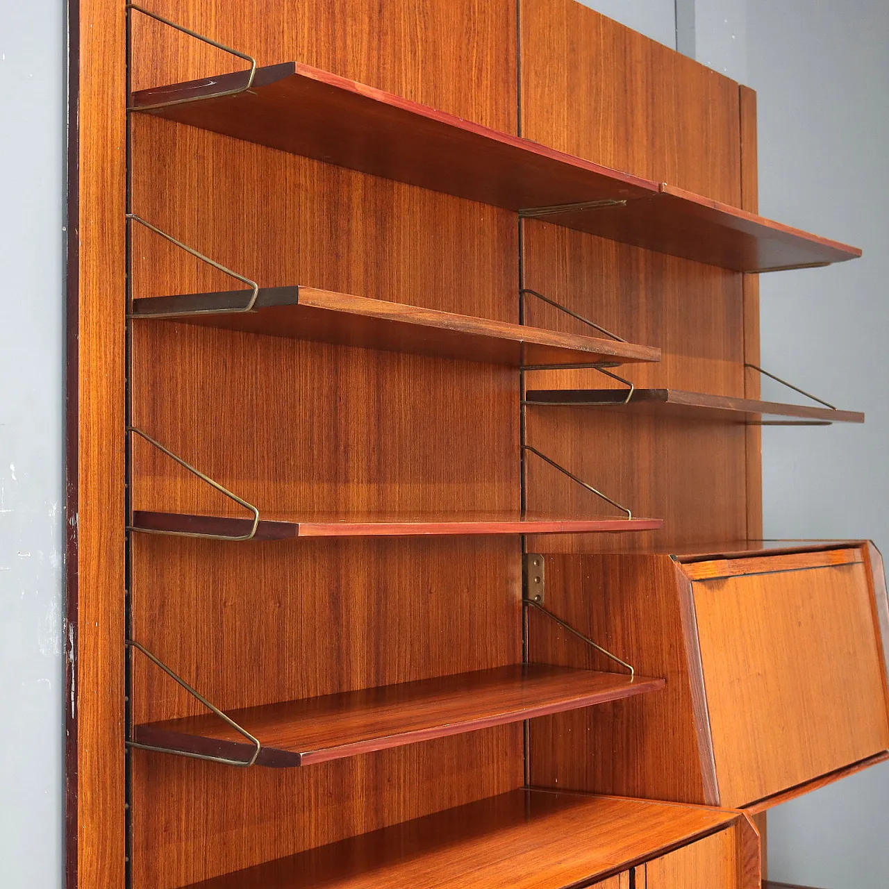 Libreria a doppia campata impiallacciata in teak, '900 4