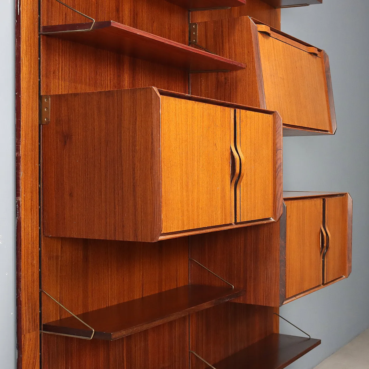 Libreria a doppia campata impiallacciata in teak, '900 5