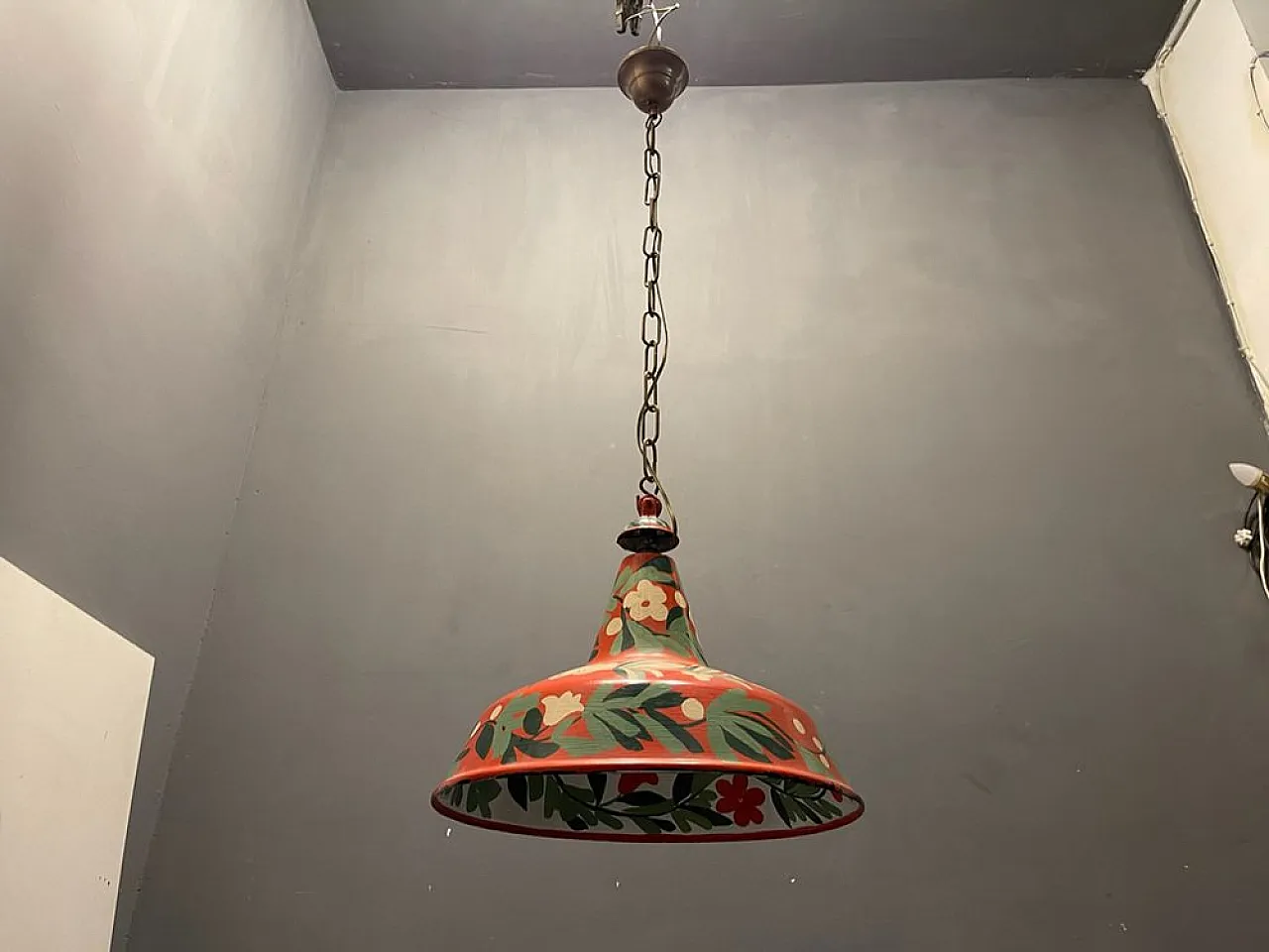 Hand-painted industrial pendant lamp, 1960s 1