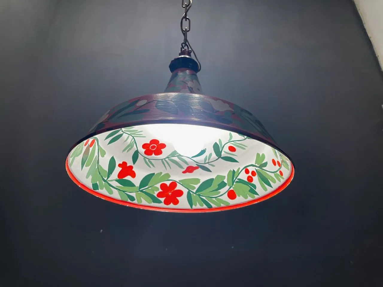 Hand-painted industrial pendant lamp, 1960s 2