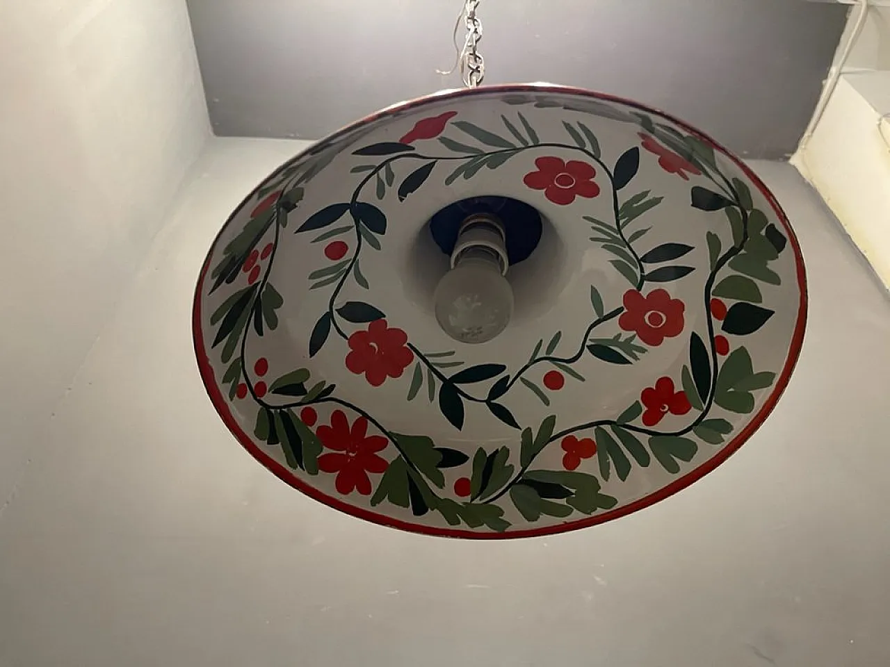 Hand-painted industrial pendant lamp, 1960s 4