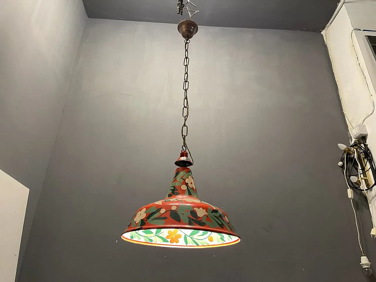 Hand-painted industrial pendant lamp, 1960s 8