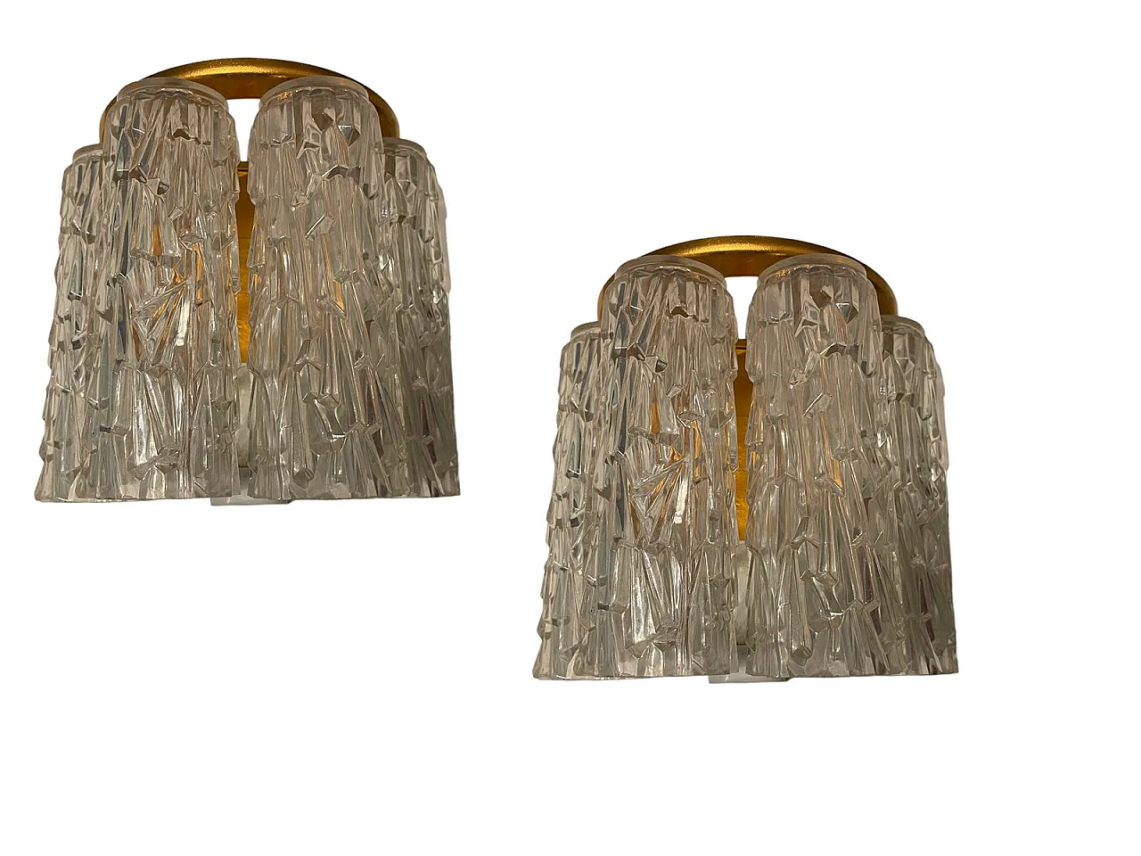 Pair of Mid-Century Italian Textured Plastic Sconces, 1970s 1