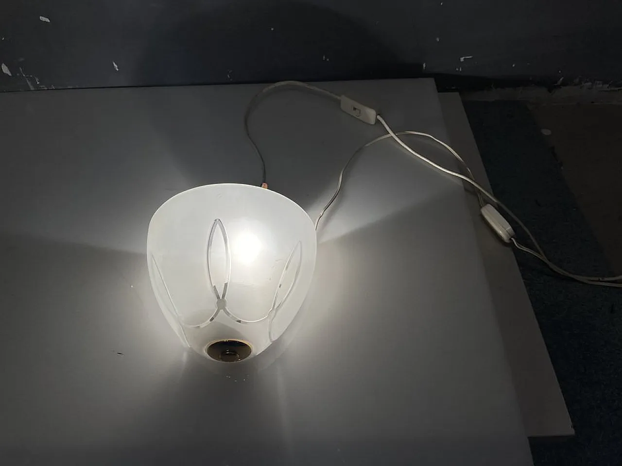 Sandblasted glass wall lights, 1970s, set of 2 2