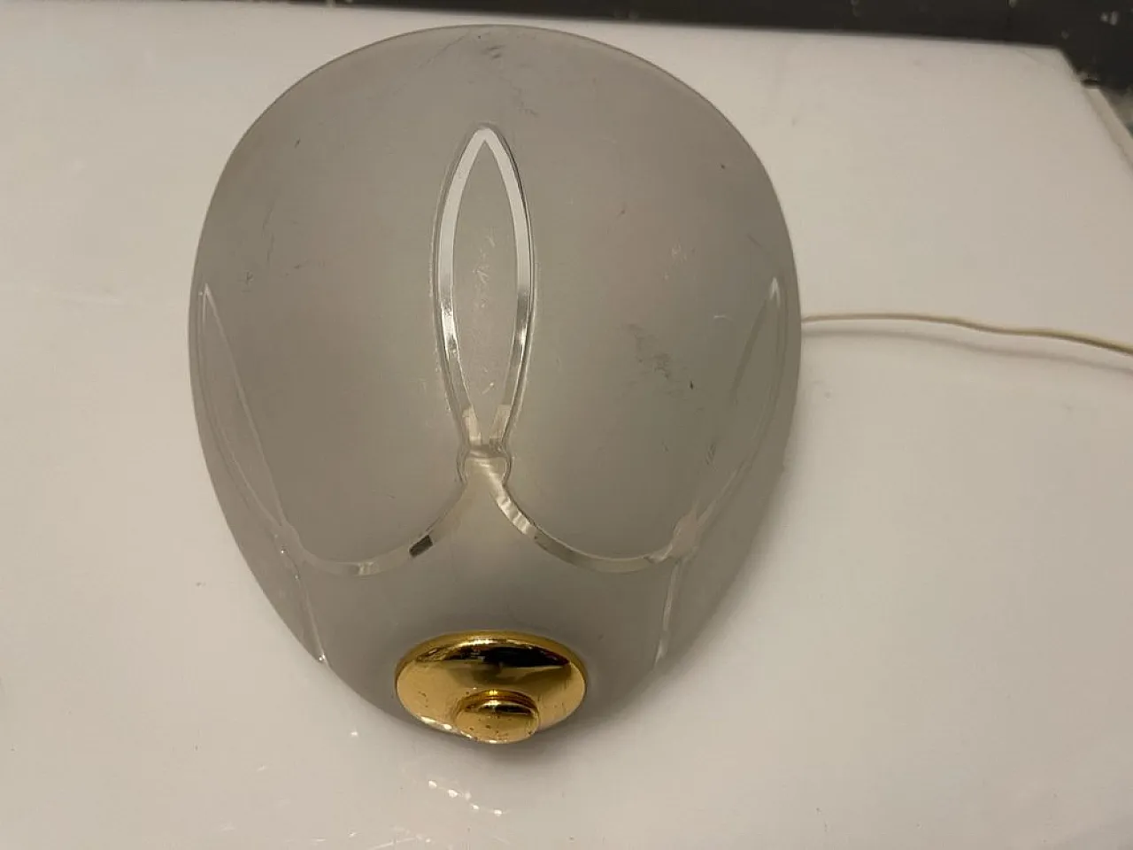 Sandblasted glass wall lights, 1970s, set of 2 3