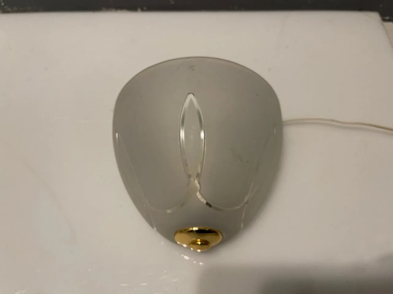 Sandblasted glass wall lights, 1970s, set of 2 4