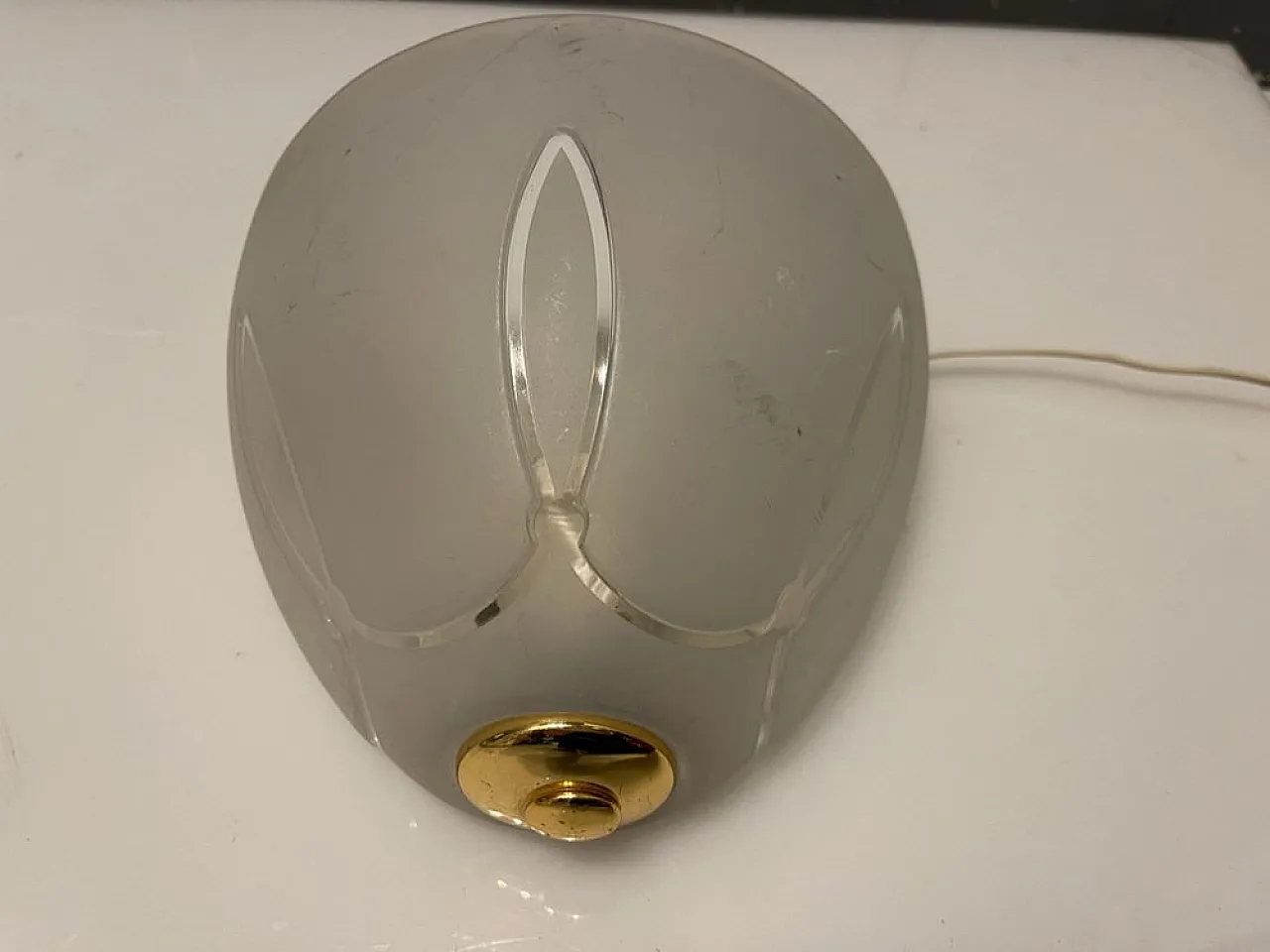 Sandblasted glass wall lights, 1970s, set of 2 6