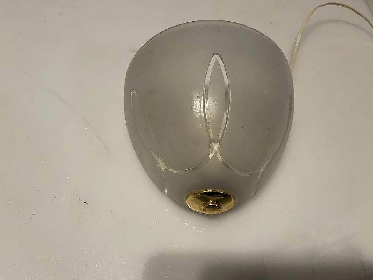 Sandblasted glass wall lights, 1970s, set of 2 8