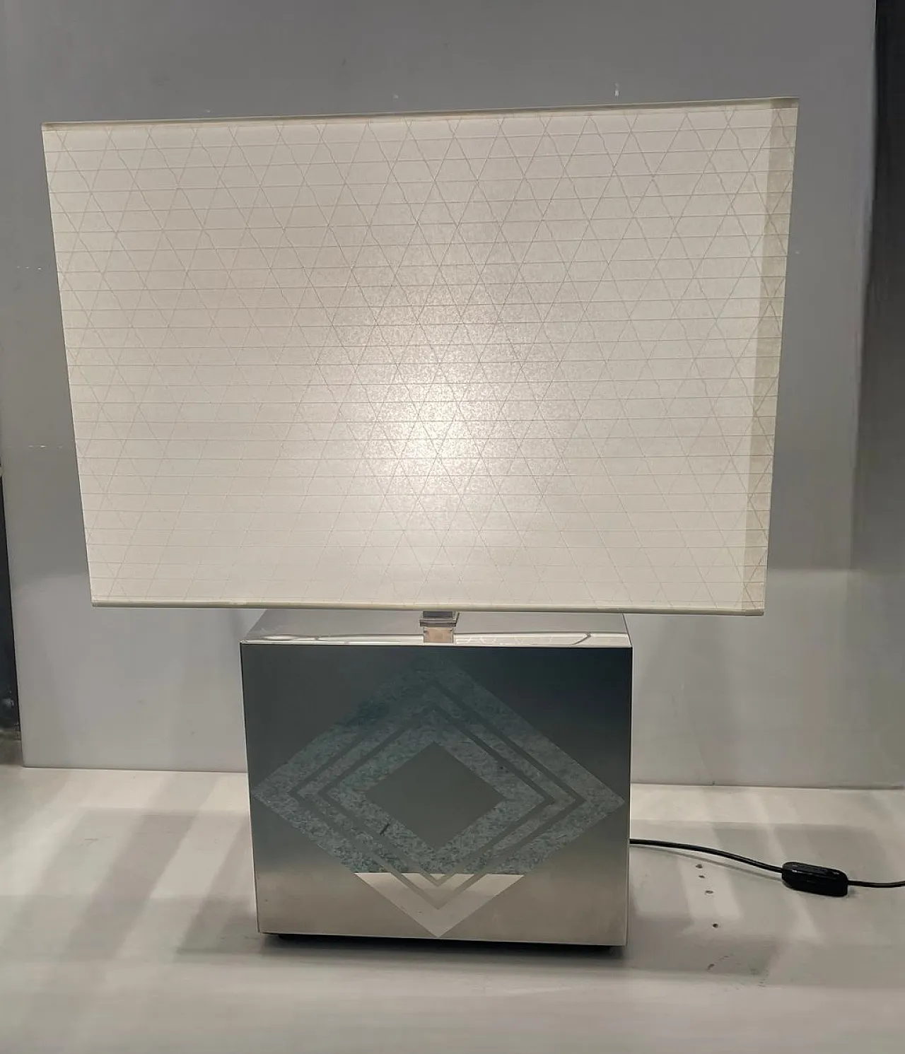 Large Architectural table lamp in chromed metal, 1970s 2