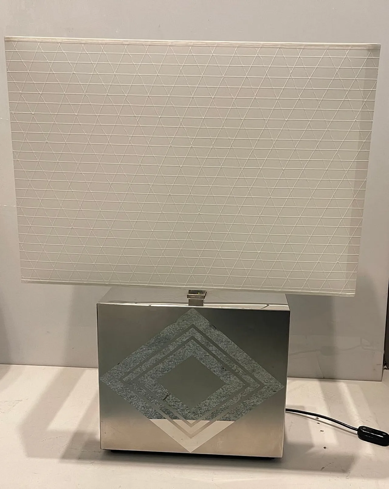 Large Architectural table lamp in chromed metal, 1970s 7