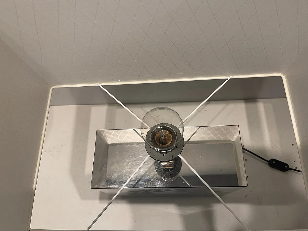 Large Architectural table lamp in chromed metal, 1970s 10