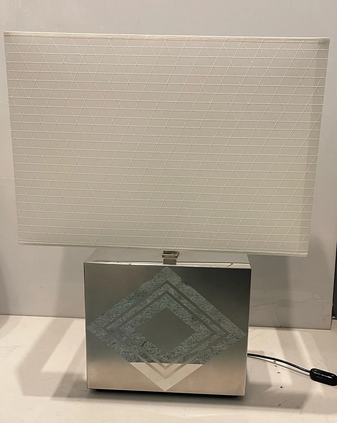 Large Architectural table lamp in chromed metal, 1970s 12