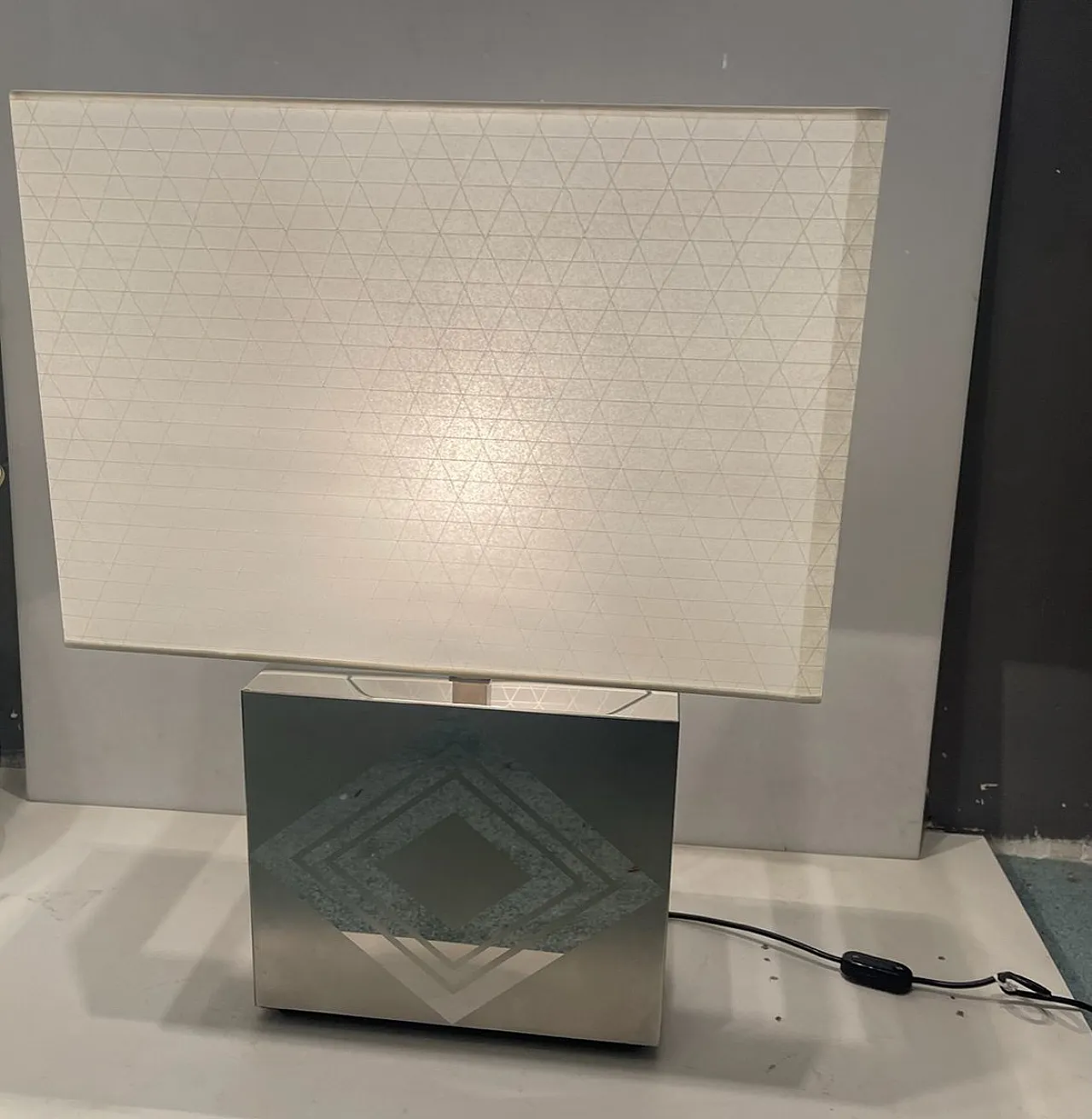 Large Architectural table lamp in chromed metal, 1970s 13