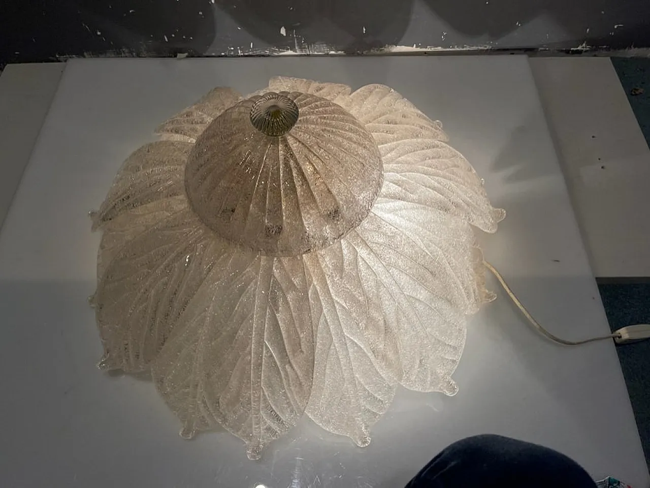 Venetian recessed flower in Murano glass, 1970s 6