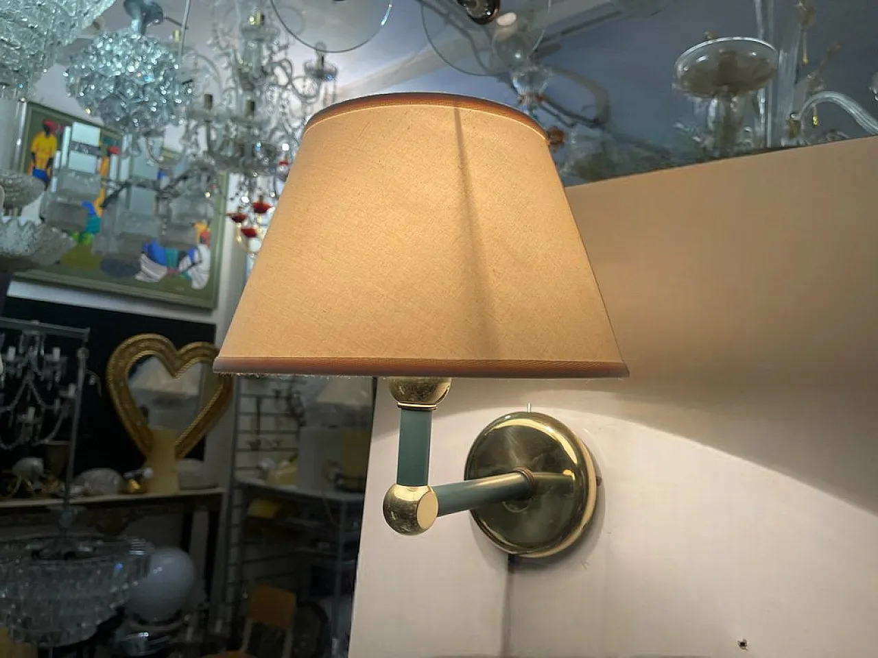 Applique verde oliva in ottone, anni '80 5