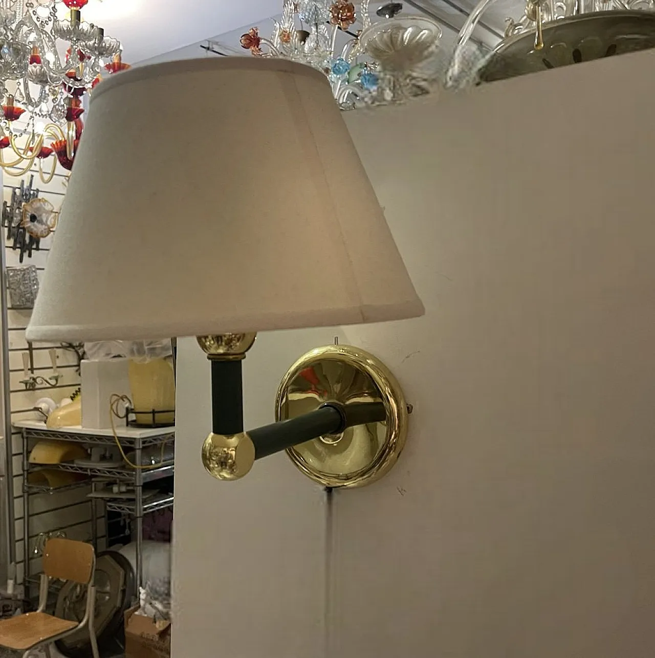 Applique verde oliva in ottone, anni '80 6