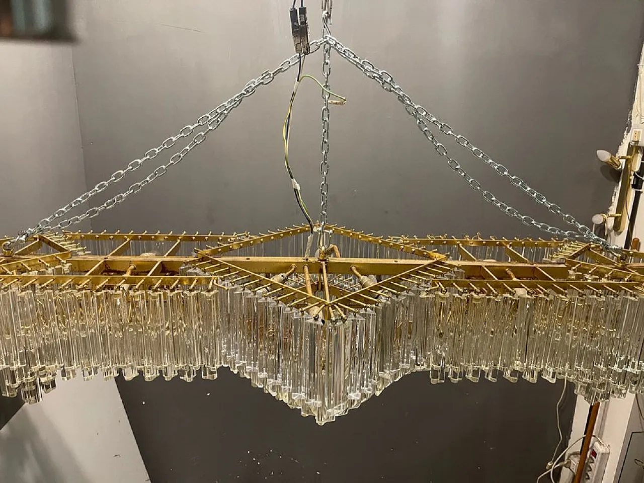 Large Prism ceiling lamp in Murano glass, 1970s 5