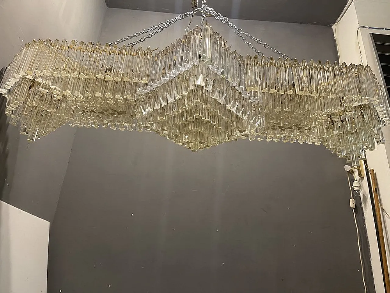 Large Prism ceiling lamp in Murano glass, 1970s 7